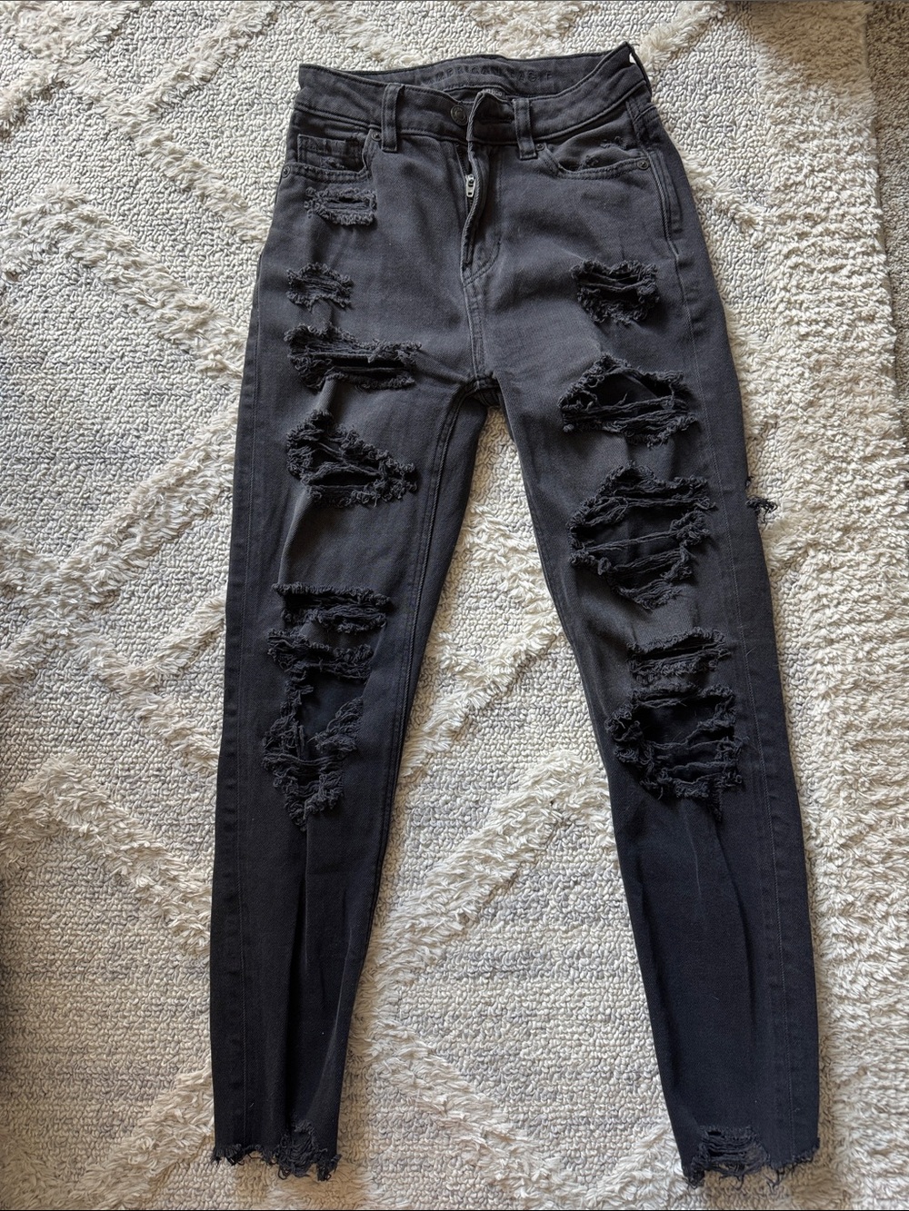 American Eagle Outfitters Black Ripped Skinny Jeans